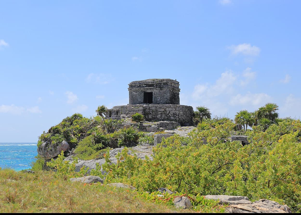 Mayan temple of the God of Winds above the Caribbean