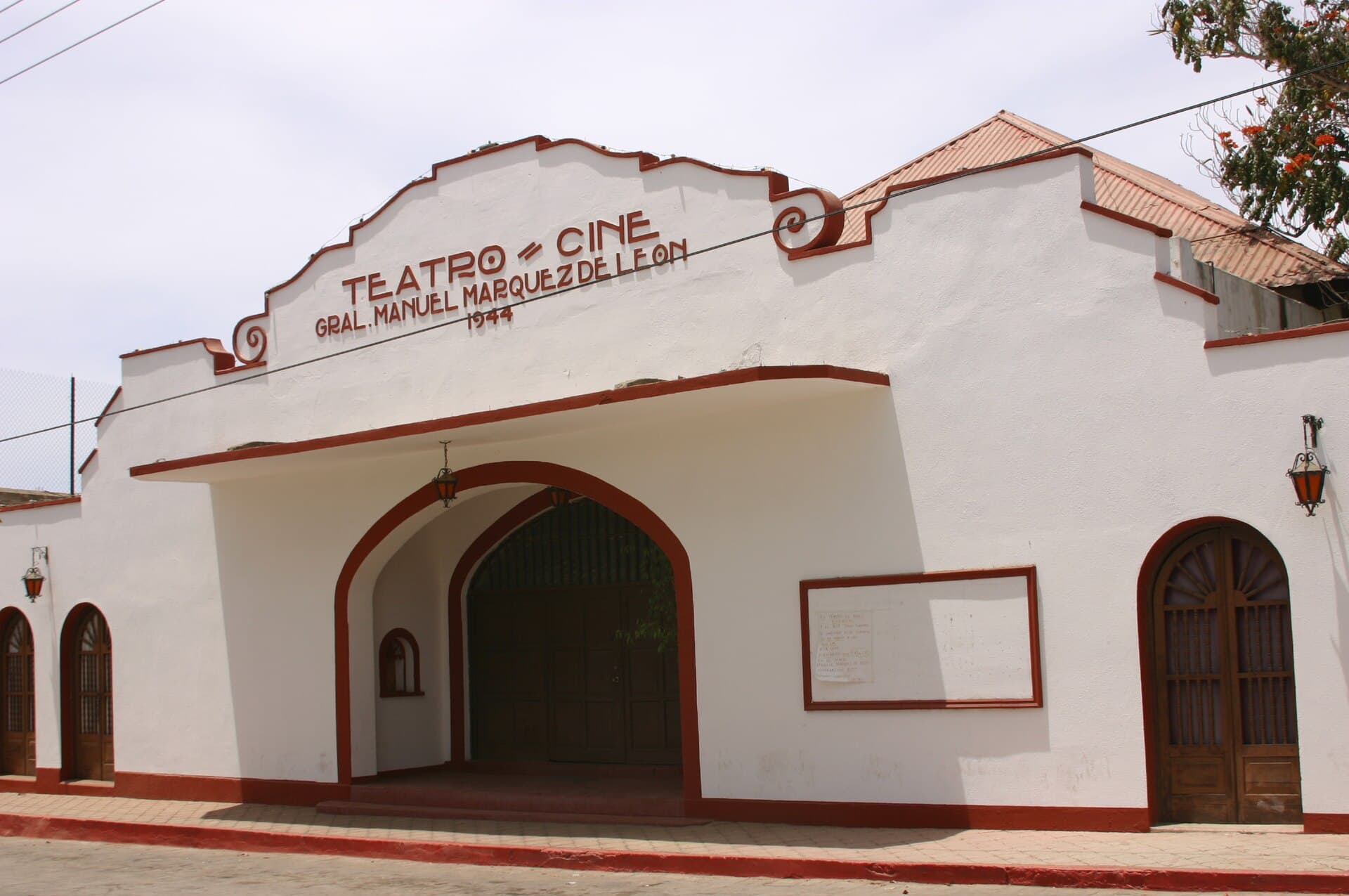 Whitewashed mission facade in Todos Santos